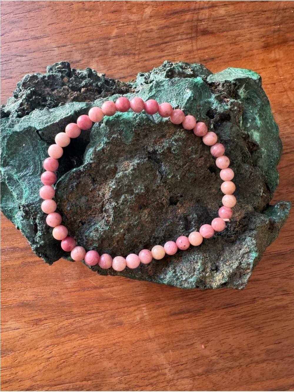 Rhodochrosite Beaded Stretch Bracelet
